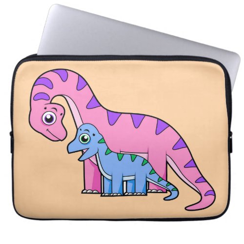 Illustration Of A Mother And Child Brachiosaurus Laptop Sleeve