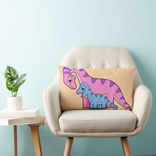 Illustration Of A Mother And Child Brachiosaurus Lumbar Pillow