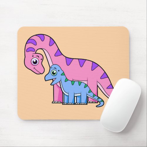 Illustration Of A Mother And Child Brachiosaurus Mouse Pad