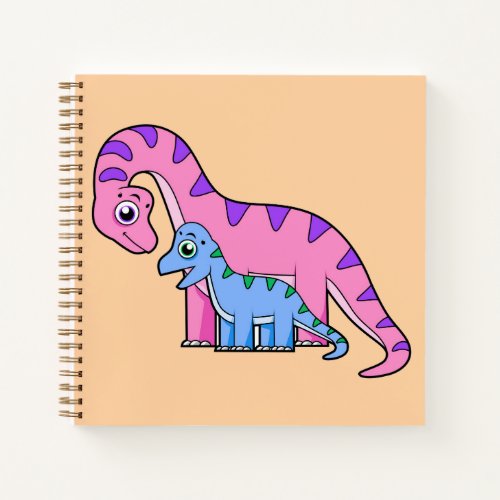 Illustration Of A Mother And Child Brachiosaurus Notebook