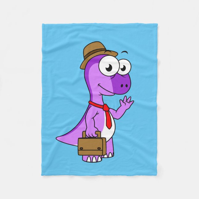 Illustration Of A Pachycephalosaurus Businessman. Fleece Blanket (Front)