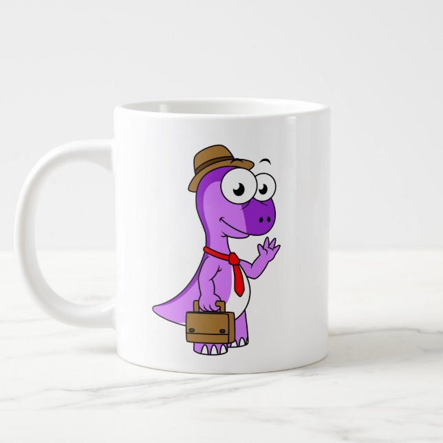 Illustration Of A Pachycephalosaurus Businessman. Giant Coffee Mug (Left)