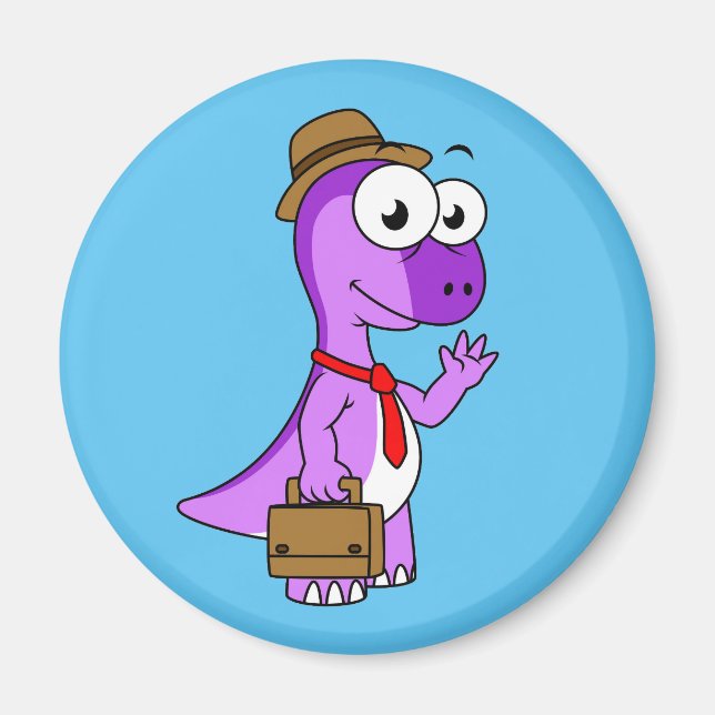 Illustration Of A Pachycephalosaurus Businessman. Magnet (Front)
