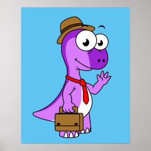 Illustration Of A Pachycephalosaurus Businessman. Poster