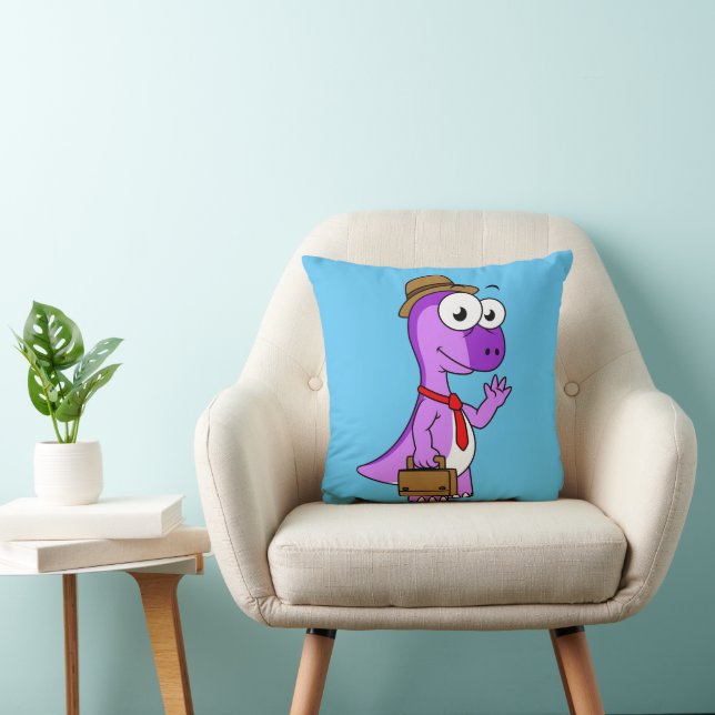 Illustration Of A Pachycephalosaurus Businessman. Throw Pillow (Chair)