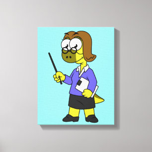 Illustration Of A Pachycephalosaurus Teacher. Canvas Print