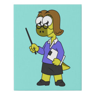 Illustration Of A Pachycephalosaurus Teacher. Faux Canvas Print