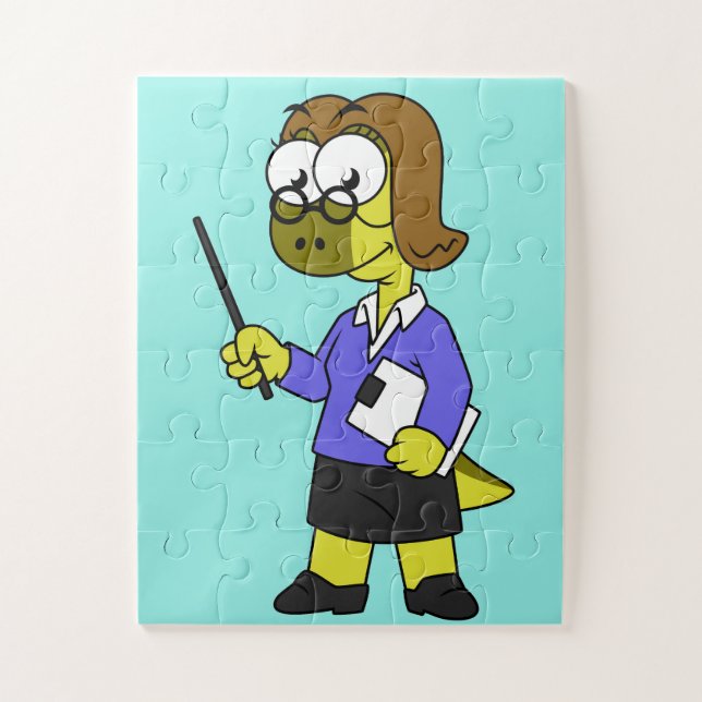 Illustration Of A Pachycephalosaurus Teacher. Jigsaw Puzzle (Vertical)