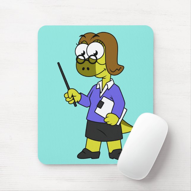 Illustration Of A Pachycephalosaurus Teacher. Mouse Pad (With Mouse)