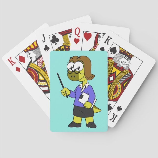 Illustration Of A Pachycephalosaurus Teacher. Poker Cards (Back)