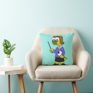 Illustration Of A Pachycephalosaurus Teacher. Throw Pillow