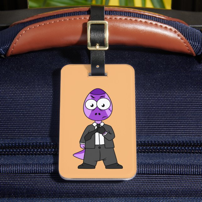 Illustration Of A Pachycephalosaurus Transporter. Luggage Tag (Front Insitu 2)