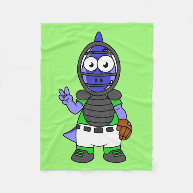 Illustration Of A Parasaurolophus Baseball Catcher Fleece Blanket (Front)