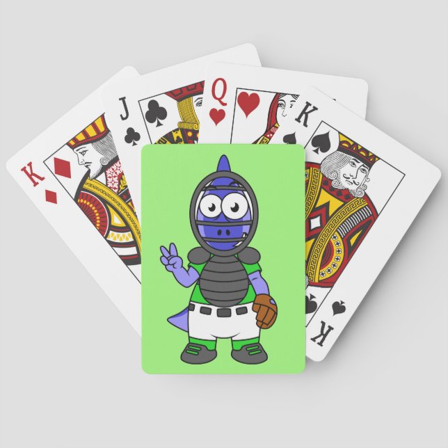 Illustration Of A Parasaurolophus Baseball Catcher Poker Cards (Back)
