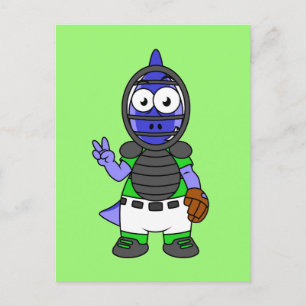 Illustration Of A Parasaurolophus Baseball Catcher Postcard
