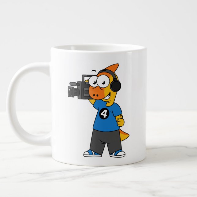 Illustration Of A Parasaurolophus Camera Operator. Giant Coffee Mug (Left)