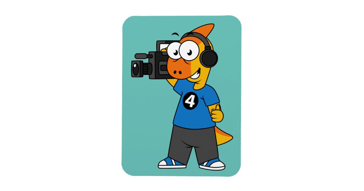 Illustration Of A Parasaurolophus Camera Operator. Magnet | Zazzle