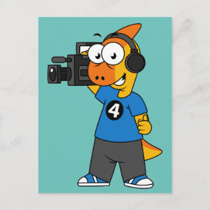 Illustration Of A Parasaurolophus Camera Operator. Postcard