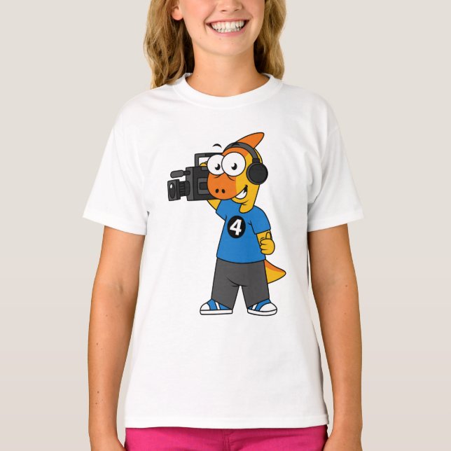 Illustration Of A Parasaurolophus Camera Operator. T-Shirt (Front)