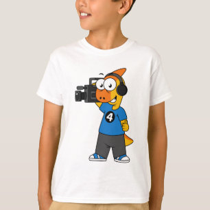 Illustration Of A Parasaurolophus Camera Operator. T-Shirt