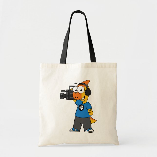 Illustration Of A Parasaurolophus Camera Operator. Tote Bag (Front)