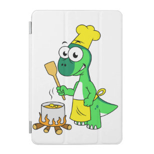 Illustration Of A Parasaurolophus Dinosaur Cooking iPad Mini Cover