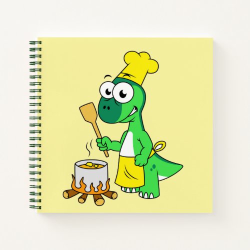 Illustration Of A Parasaurolophus Dinosaur Cooking Notebook