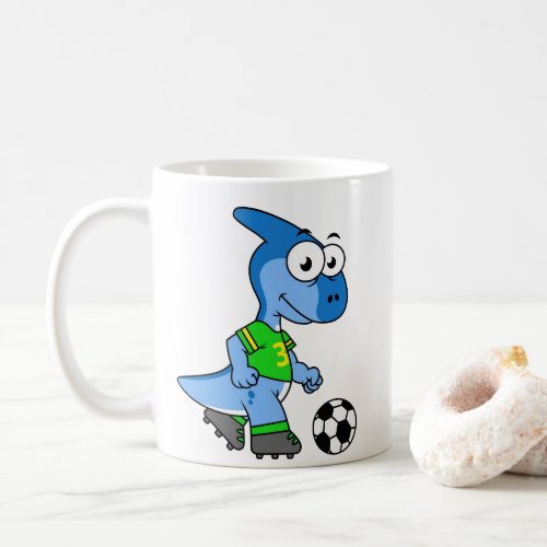 Illustration Of A Parasaurolophus Playing Soccer Coffee Mug