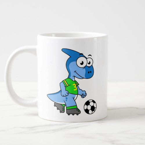 Illustration Of A Parasaurolophus Playing Soccer Giant Coffee Mug
