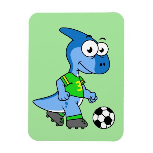 Illustration Of A Parasaurolophus Playing Soccer Magnet
