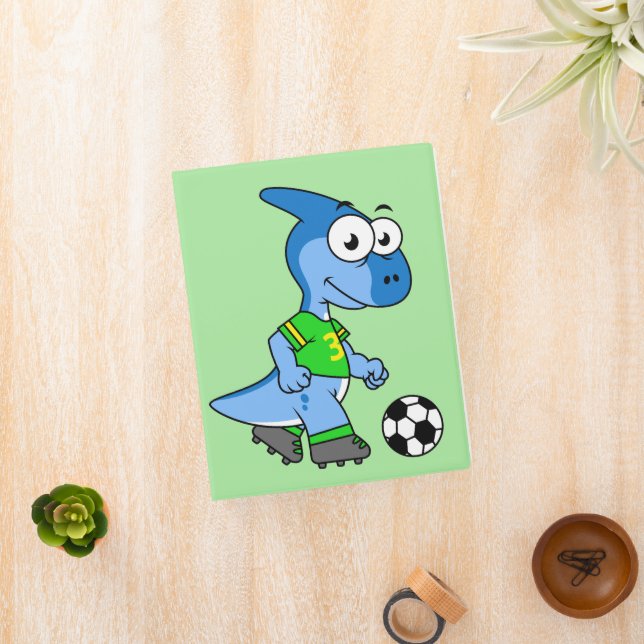 Illustration Of A Parasaurolophus Playing Soccer. Mini Binder (InSitu)