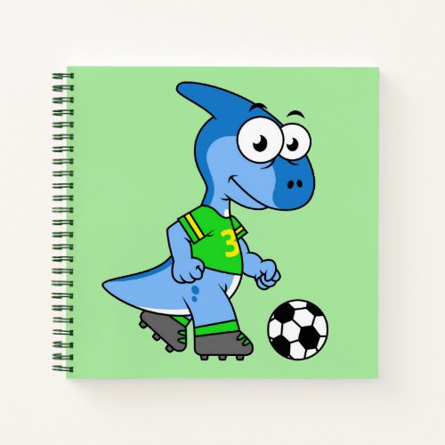 Illustration Of A Parasaurolophus Playing Soccer Notebook