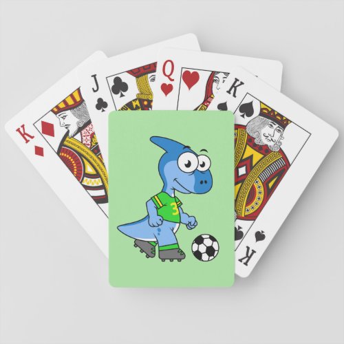 Illustration Of A Parasaurolophus Playing Soccer Playing Cards