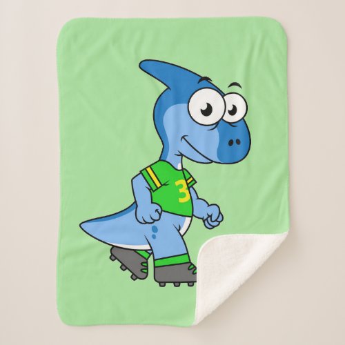 Illustration Of A Parasaurolophus Playing Soccer Sherpa Blanket