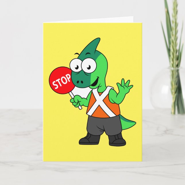 Illustration Of A Parasaurolophus Traffic Enforcer Card (Front)