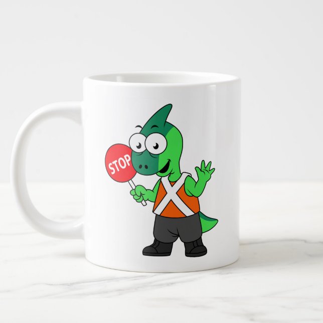 Illustration Of A Parasaurolophus Traffic Enforcer Giant Coffee Mug (Left)
