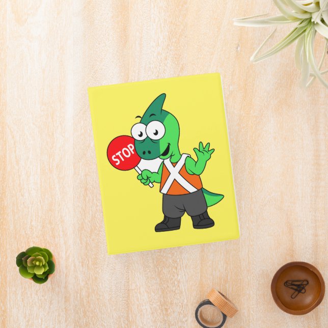 Illustration Of A Parasaurolophus Traffic Enforcer Mini Binder (InSitu)