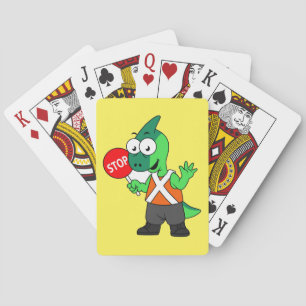 Illustration Of A Parasaurolophus Traffic Enforcer Poker Cards
