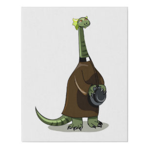 Illustration Of A Plateosaurus Dressed As A Priest Faux Canvas Print