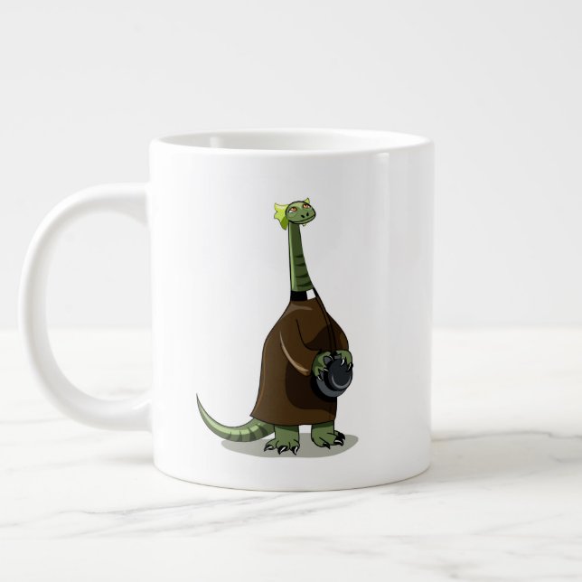 Illustration Of A Plateosaurus Dressed As A Priest Giant Coffee Mug (Left)