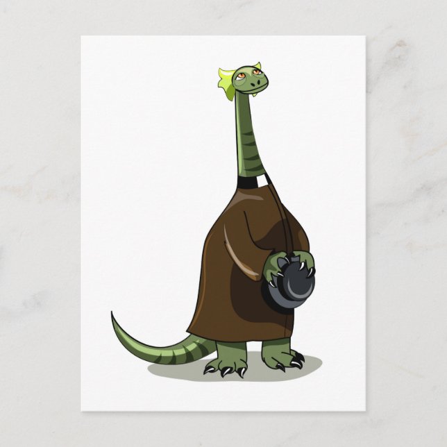 Illustration Of A Plateosaurus Dressed As A Priest Postcard (Front)