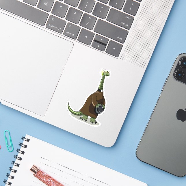 Illustration Of A Plateosaurus Dressed As A Priest Sticker (Laptop w/ iPhone)