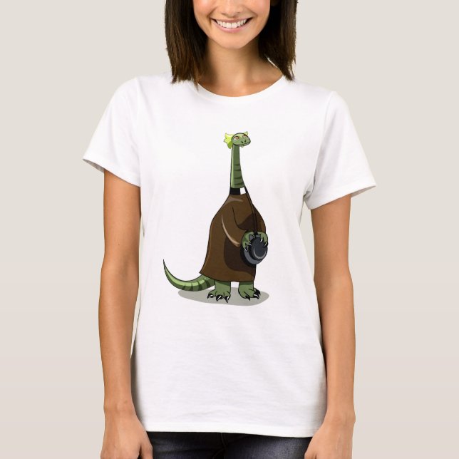 Illustration Of A Plateosaurus Dressed As A Priest T-Shirt (Front)