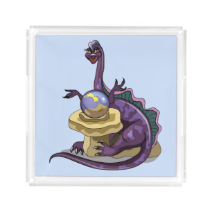Illustration Of A Plateosaurus Fortune Teller. Acrylic Tray