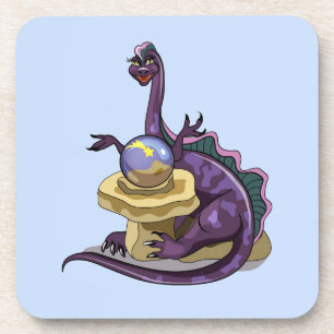 Illustration Of A Plateosaurus Fortune Teller. Beverage Coaster