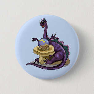 Illustration Of A Plateosaurus Fortune Teller. Button