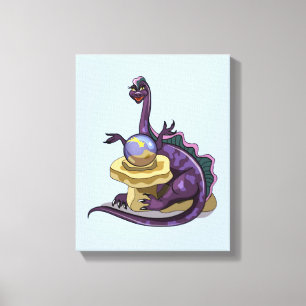 Illustration Of A Plateosaurus Fortune Teller. Canvas Print