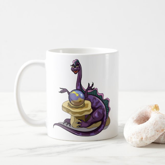 Illustration Of A Plateosaurus Fortune Teller. Coffee Mug (With Donut)