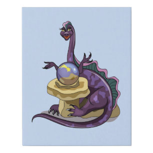 Illustration Of A Plateosaurus Fortune Teller. Faux Canvas Print