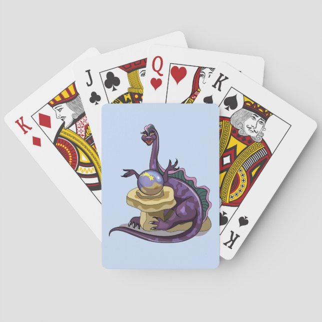 Illustration Of A Plateosaurus Fortune Teller. Poker Cards (Back)